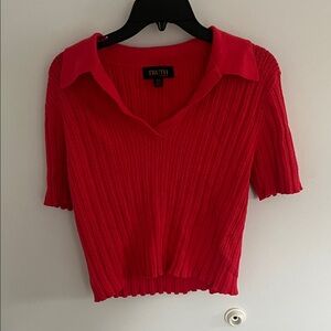 Truth Women's Vibrant Red Collared Crop Top